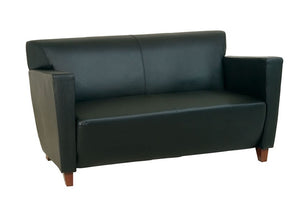 SL8472 Leather Love Seat with Cherry Finish Legs