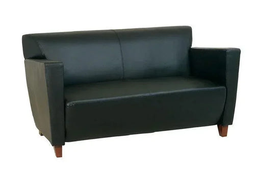 SL8472 - Leather Love Seat with Cherry Finish Legs by Office Star