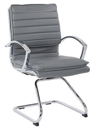 SPX23595C - Faux Leather Guest Chair with Chrome Sled Base by OSP