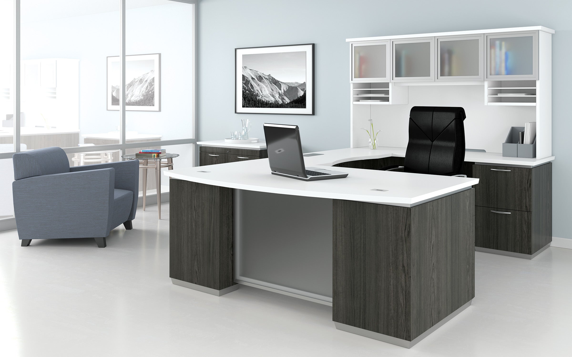 TUX-TYP12G - Tuxedo 'U' Shape Office Desk w/Hutch by OSP