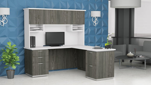 TUX-TYP231 - Tuxedo Slim 'L' Shape Desk w/Hutch by OSP
