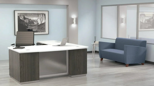 TUX-TYP8 - Tuxedo 'L' Shape Bow Front Desk  by OSP