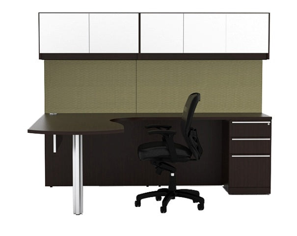VL-719  Verde 'L' Shaped Office Desk, 'ArcEnd' Top