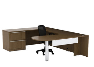 VL-725 Verde 'U' Shaped Office Desk W/ Lateral Pedestal, 'ArcEnd' Top