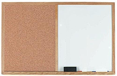 WCO2436 - Economy Wood Frame Combination Cork/Markerboard by Aarco