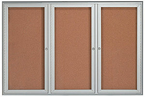 WFC4872  Enclosed Bulletin Board, Waterfall Style Frame 3 Door