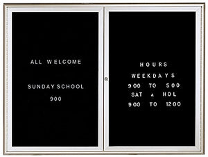 WFD3648  Enclosed Changeable Letter Board, Waterfall Style Frame, 2 Door