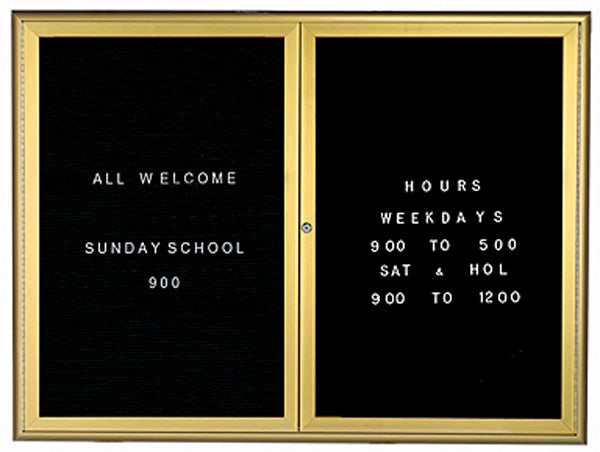 WFD3648  Enclosed Changeable Letter Board, Waterfall Style Frame, 2 Door