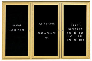 WFD4872  Enclosed Changeable Letter Board, Waterfall Style Frame, 3 Door