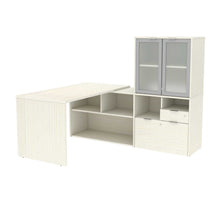 Load image into Gallery viewer, 160861 - &#39;U&#39; Shaped Desk w/Glass Door Hutch, i3 Plus Collection by Bestar
