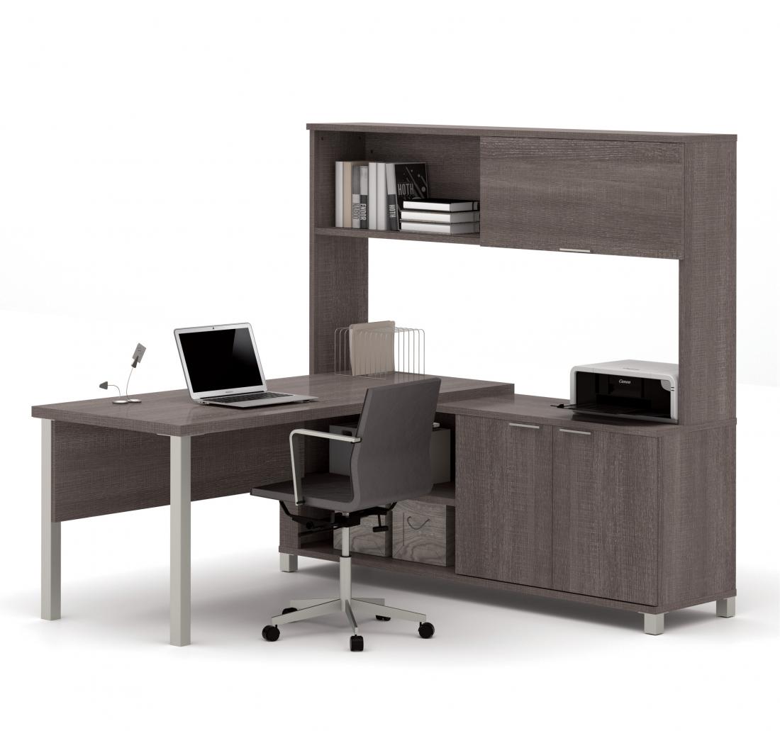 120864 - Pro-linea L-Shaped Open Desk w/Hutch by Bestar